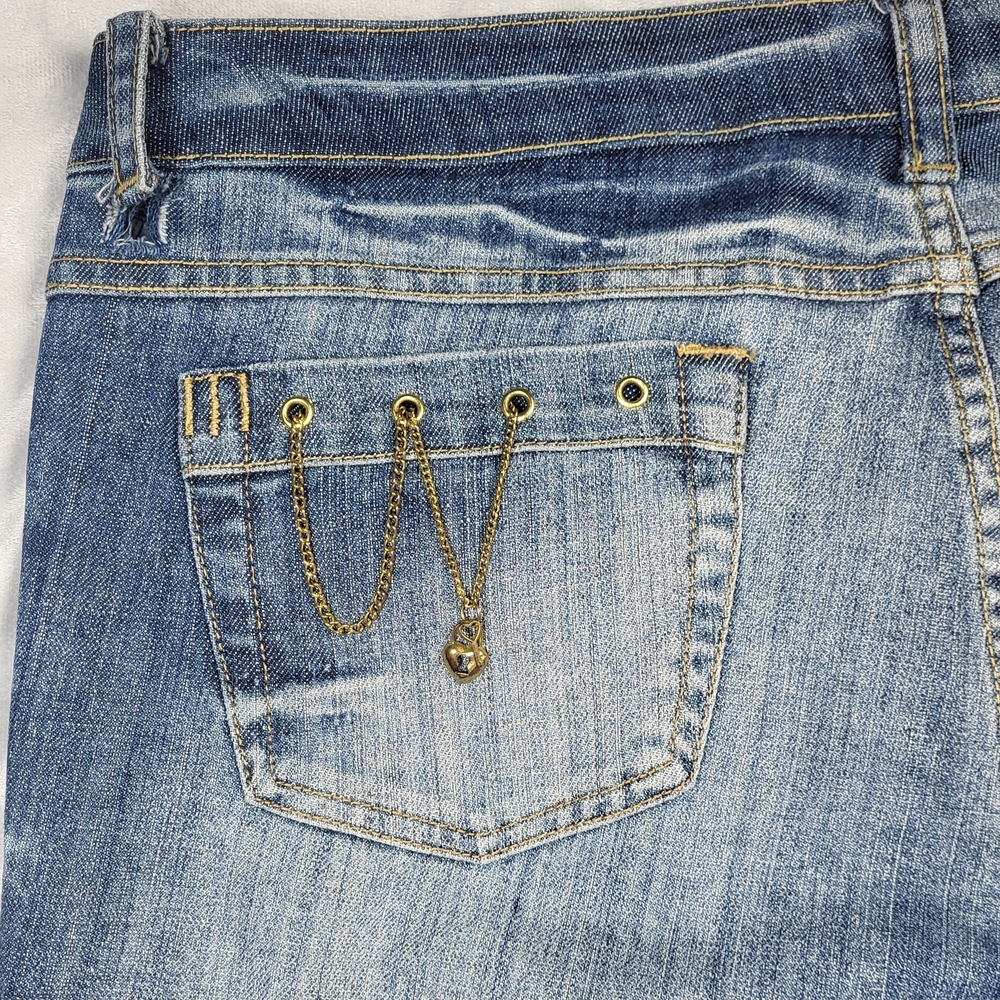 Baby Phat Light Blue Denim Jeans with Gold Stitching - Picture 9 of 16